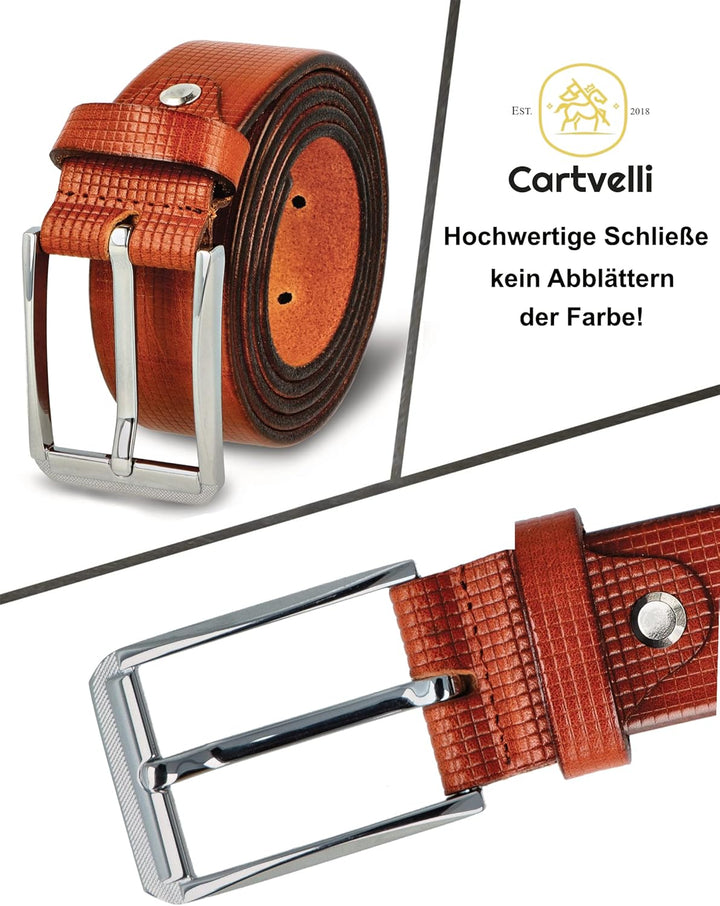 Cartvelli Business Ledergürtel Herren inkl. Geschenkbox Made in Germany - Echt Leder Gürtel Anzug 35