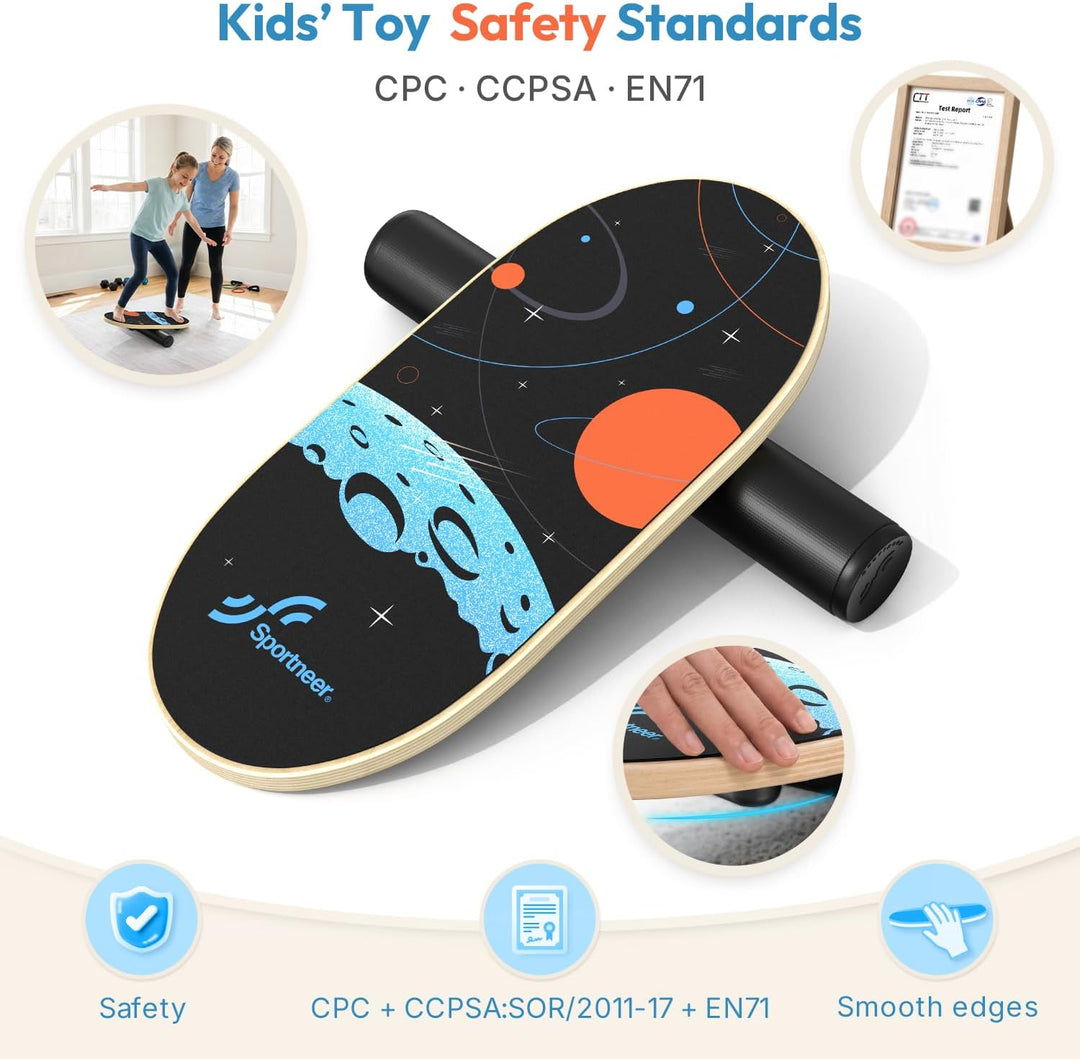 Sportneer Balance Board, Wobble Board mit verstellbaren Stoppern und Rollen | Balancier-Trainer zur