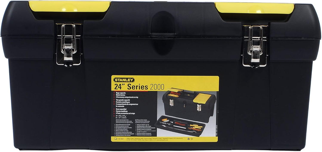 Stanley Werkzeugbox Millenium (24 Zoll, mit herausnehmbarer Ablage, 2 Organizern, Metallschliessen,