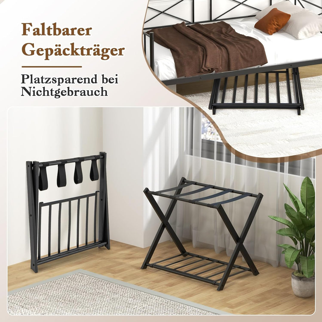 COSTWAY Kofferständer klappbar, Gepäckablage mit 2-Stöckiger Design, Kofferbock Gepäckständer Metall