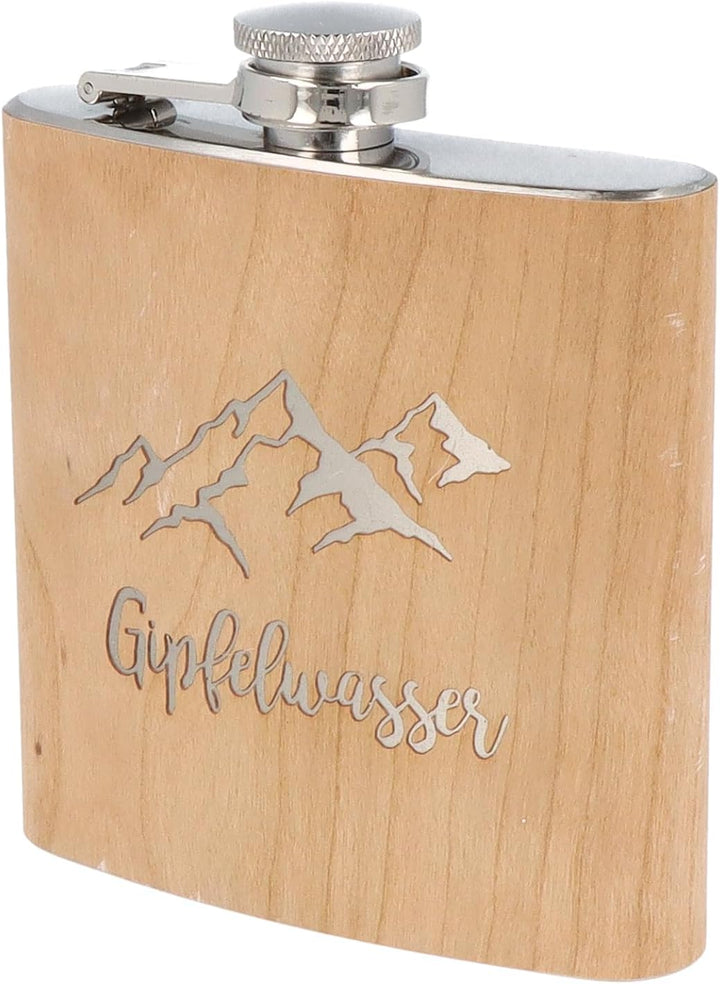 Spruchreif | Flachmann aus Edelstahl mit Gravur | Flachmann aus Holz | Geschenk für Wanderer und Ber
