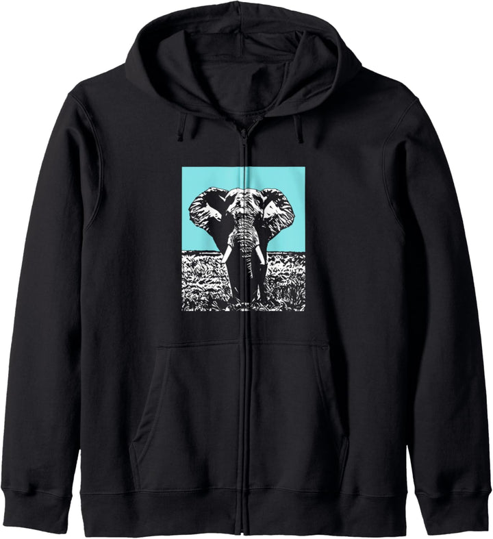 Minimalist Elephant & African Sky Kapuzenjacke