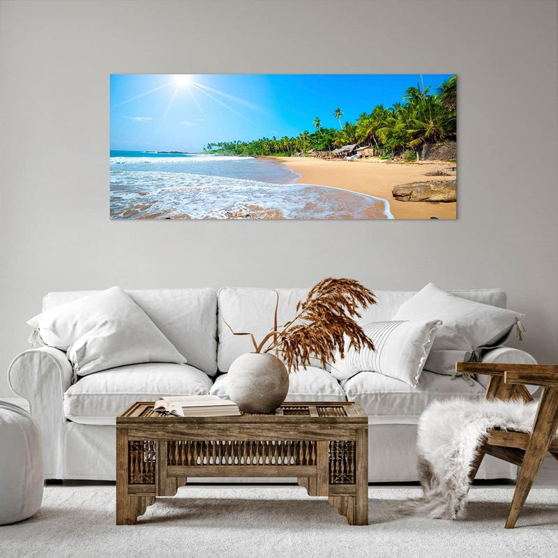 Wandbilder Dekoration Wohnzimmer Insel Landschaft Maledivie Freiheit Bilder auf Leinwand 120x50cm Le