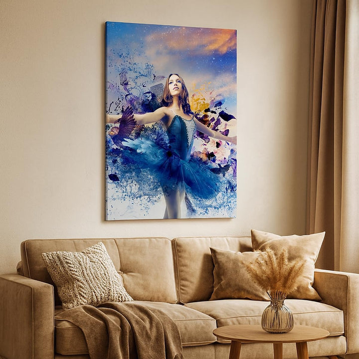 Bilder auf Leinwand 55x100cm Leinwandbild mit Rahmen Ballerina Tänzer Tüll Kleid Gross Wanddeko Bild