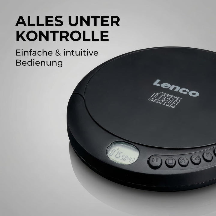 Lenco CD-010 - Tragbarer CD-Player Walkman - Diskman - CD Walkman - Mit Kopfhörern und Micro USB Lad