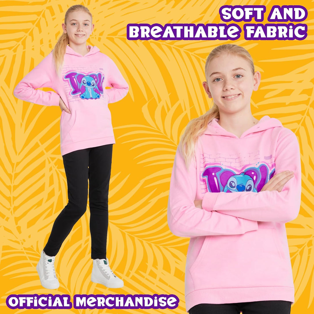 Disney Hoodie für Mädchen, Coole Pullover für Kinder und Jugendliche - Mädchen Geschenke (Rosa Stitc