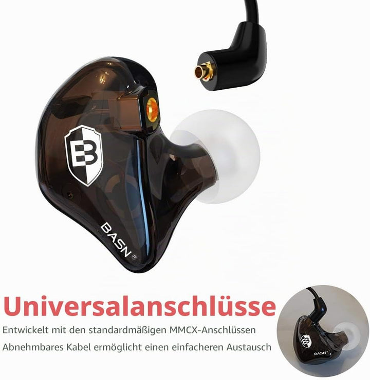 BASN Bsinger In-Ear-Monitore Geräuschisolierende Kopfhörer, Dual-dynamische Treiber High Definition