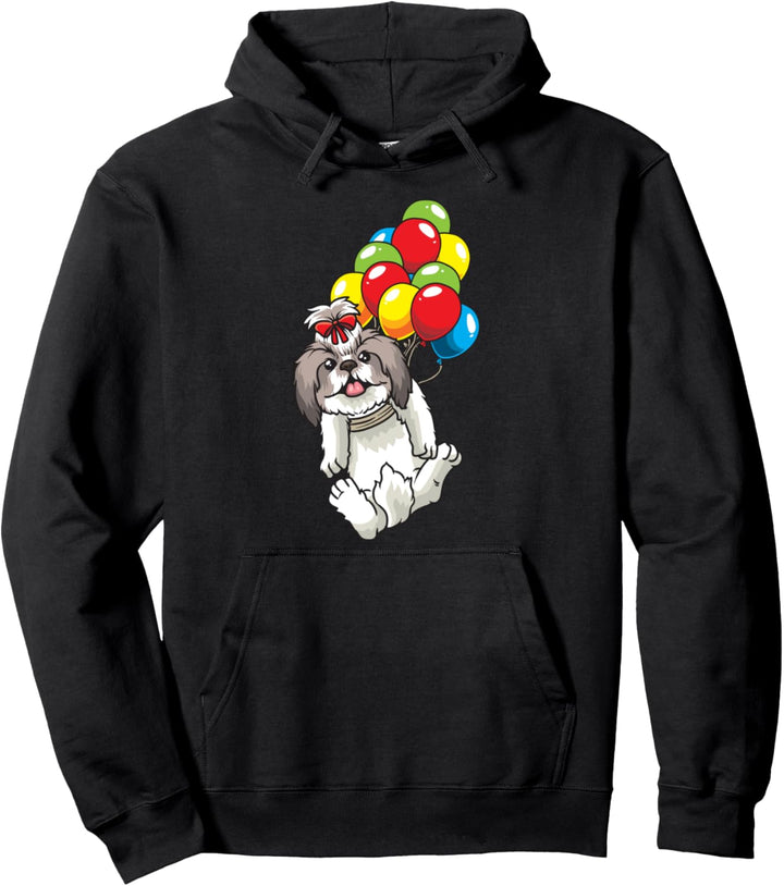 Shih Tzu Hund mit Luftballons für Hundefan Pullover Hoodie