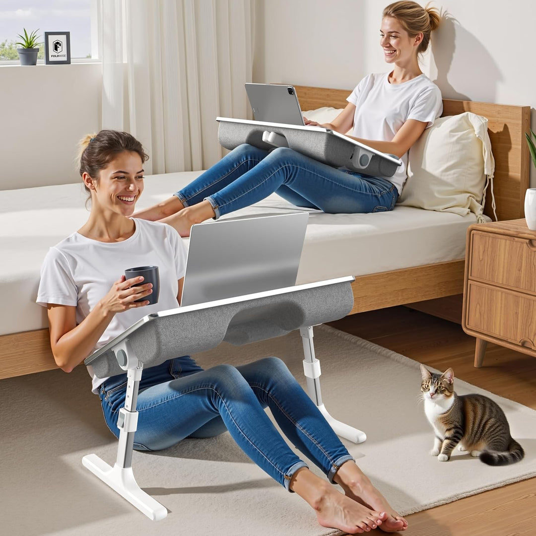 2-in-1 Bett- &amp; Schosstisch – Höhen- &amp; Neigungsverstellbar, Klappbar mit Kissen, Handgelenkauflage, T