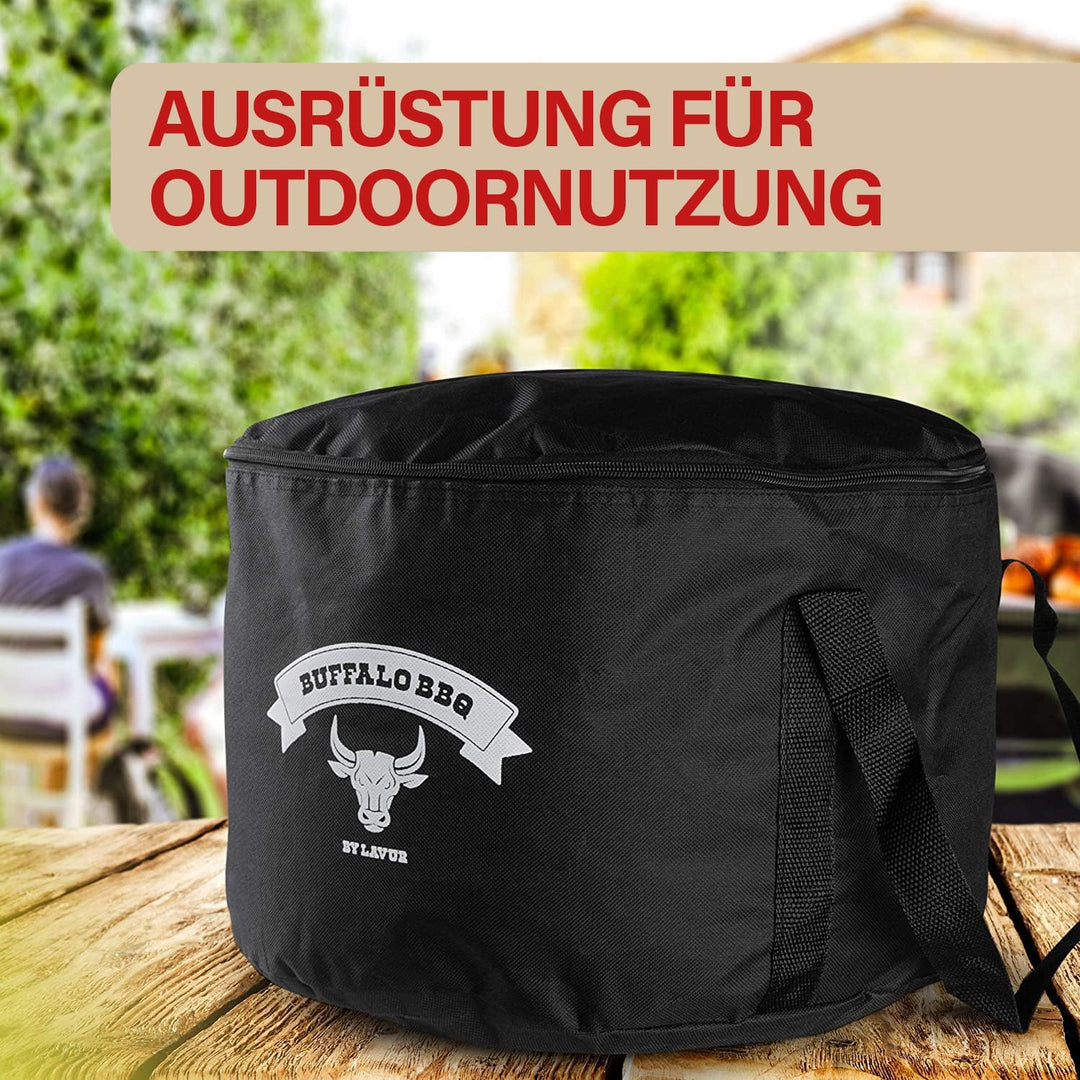 BUFFALO BBQ eingebrannter Dutch Oven - gusseiserner Feuertopf mit 7,5 L Fassungsvermögen - inkl. Dec