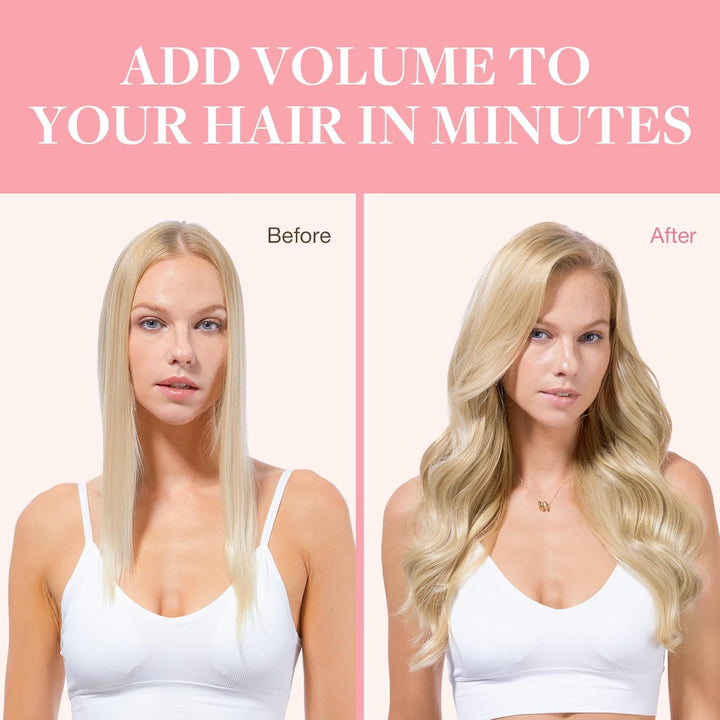 GOO GOO Clip in Extensions Echthaar, Echthaar Extensions Clip, 35cm 120g 7pcs, Extensions Echthaar,