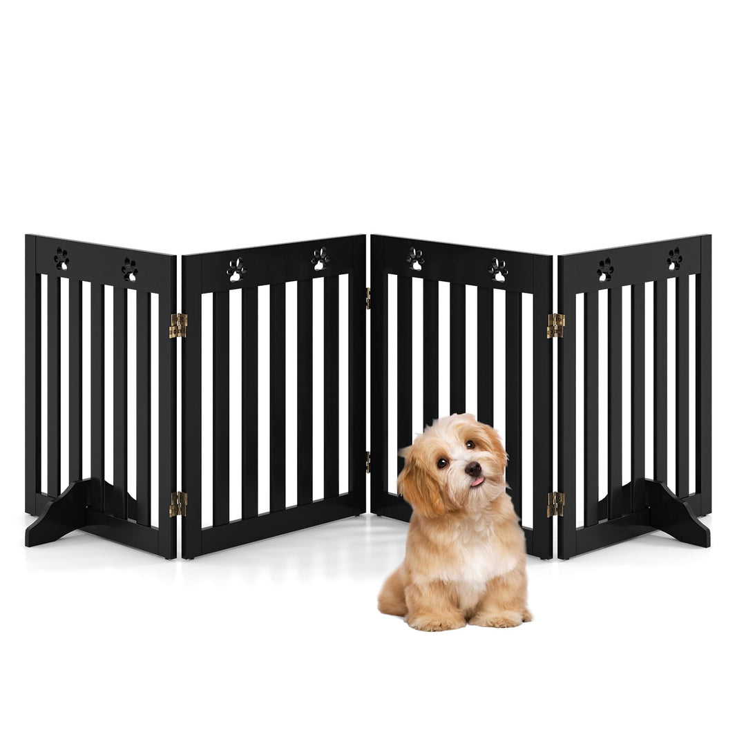 COSTWAY Absperrgitter Hunde, Schutzgitter Holz, Kindergitter klappbar, Treppengitter 60cm Hoch, Hund