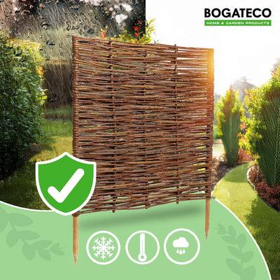 10 x BOGATECO Beeteinfassung aus Weide | 60 cm Lang & 60 cm Hoch | Holz-Zaun Rasenkante | Weiden-Zau