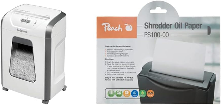 Fellowes Aktenvernichter 12 Blatt Partikelschnitt (P4), weiss & Peach PS100-00 Aktenvernichter Servi