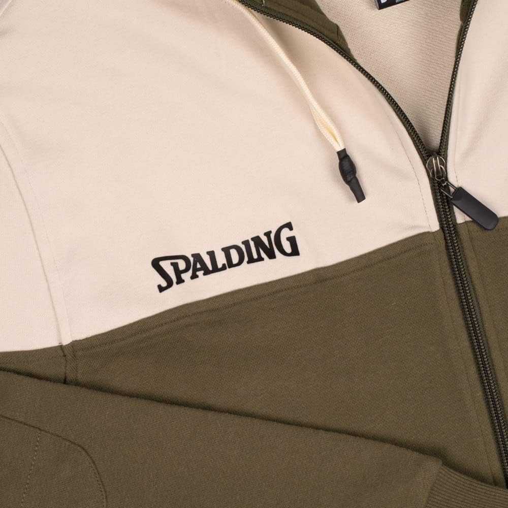 Spalding - Funk Kapuzenpulli mit Reissverschluss - Khaki/Sandgrau - 80% Baumwolle - Sport Sweatshirt