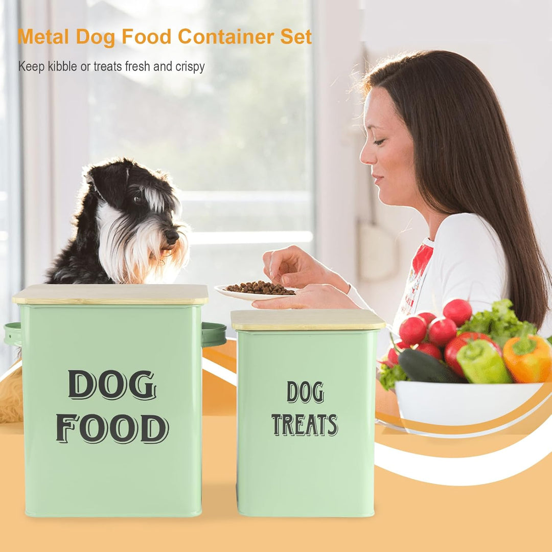 Pethiy Hundefutter und Hundeleckerlis Behälter,Futtertonne mit Schaufel,Eng anliegende Holzdeckel,be