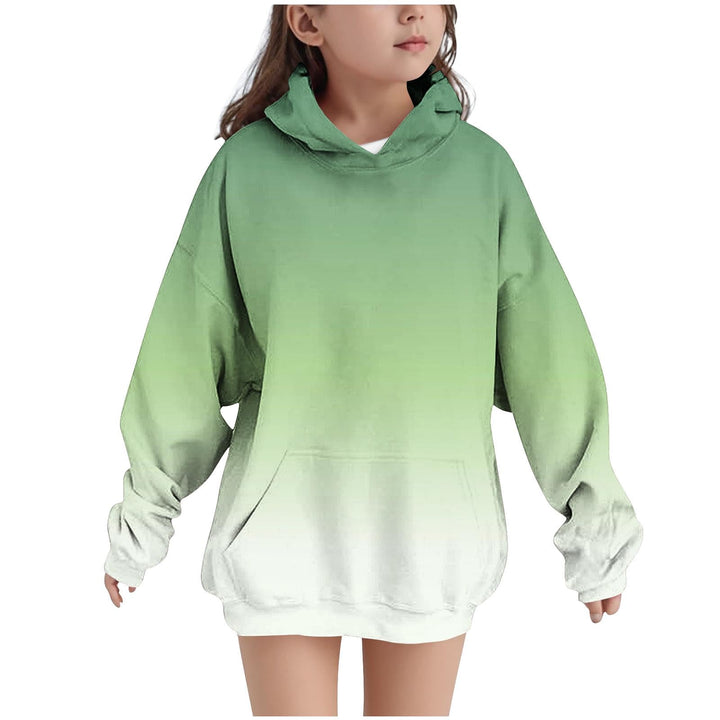 Hoodie Mädchen Oversize Kapuzenpullover Farbverlauf Mode Sweatshirt Casual Pullover mit Kapuze Tasch