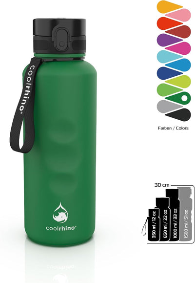 coolrhino Trinkflasche 350ml I 650ml I 1L I 1,5L für Sport, Outdoor, Schule, Fitness & Kinder - Wass