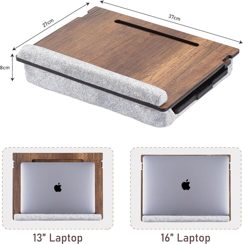 Vigo Wood Laptopkissen - Laptray mit Kissen, Laptop Tisch für Sofa, Lap Desk für Laptop, Verstellbar