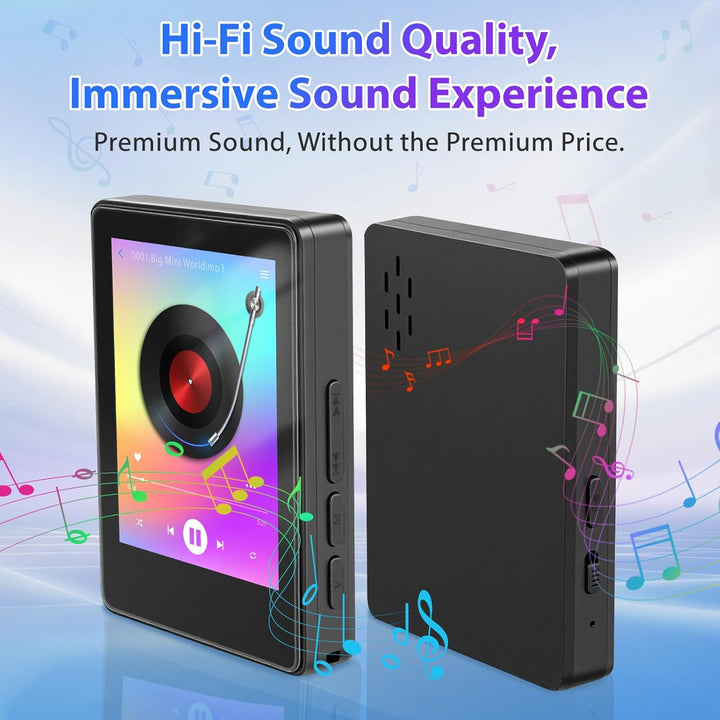 128GB MP3 Player mit Bluetooth, 2,4 Zoll Touchscreen, Digitaler Musik Player mit FM Radio, HiFi Audi
