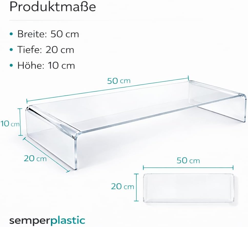 semper plastic Acrylglas Monitorständer transparent aus deutscher Herstellung - Exklusive Monitorerh