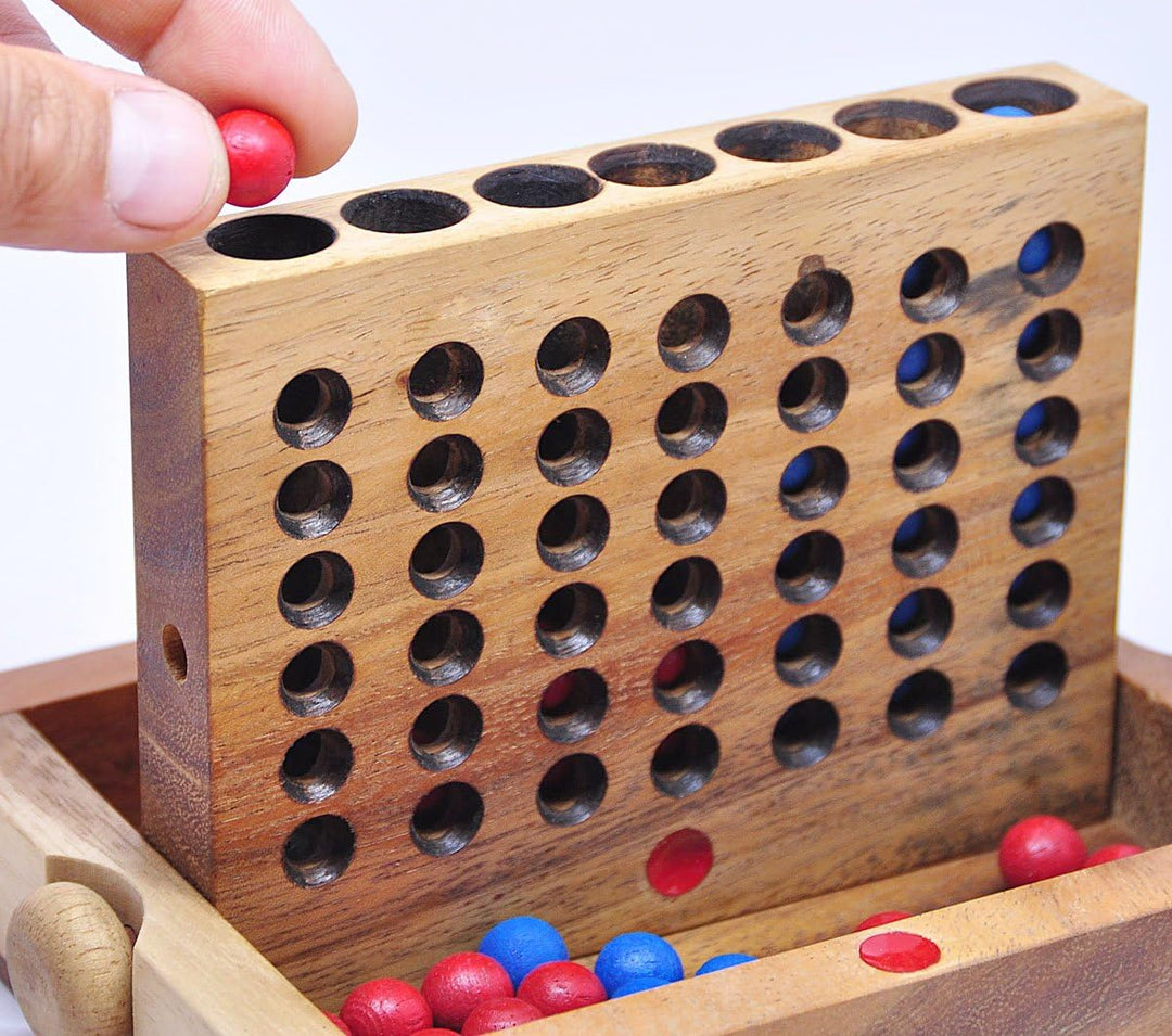 Logica Spiele Art. Vier Gewinnt L - Spiele aus Edlem Holz - Strategiespiel für 2 Spieler - Faltschac