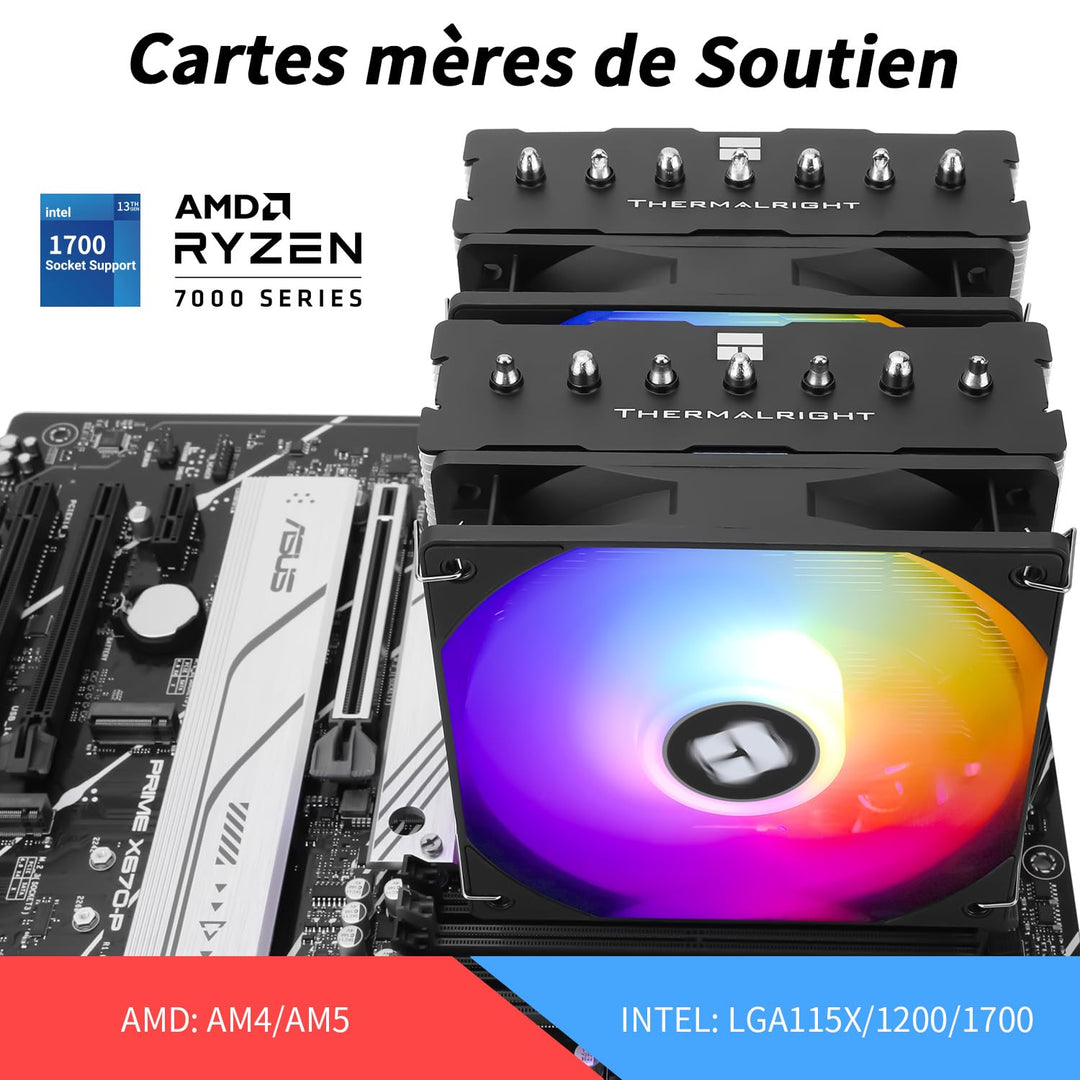 Thermalright PS120SE ARGB CPU-Luftkühler, 7 Heatpipes CPU-Kühler, Dual 120mm TL-C12B-S V2 PWM-Lüfter