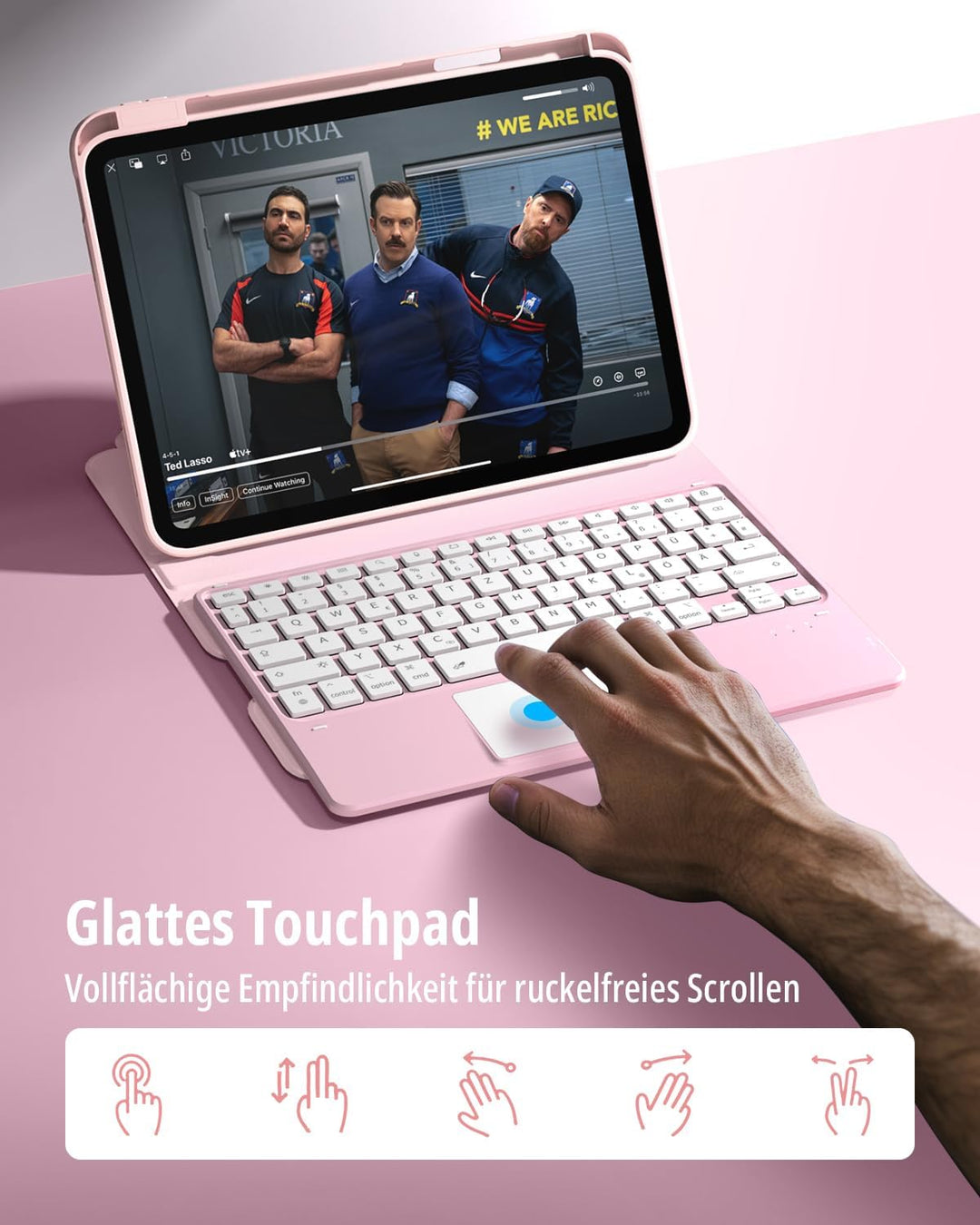 CACOE Drehbare Hülle mit Tastatur für iPad (A16) 11/10 Generation (11/10.9 Zoll) 2025/2022 mit Touch