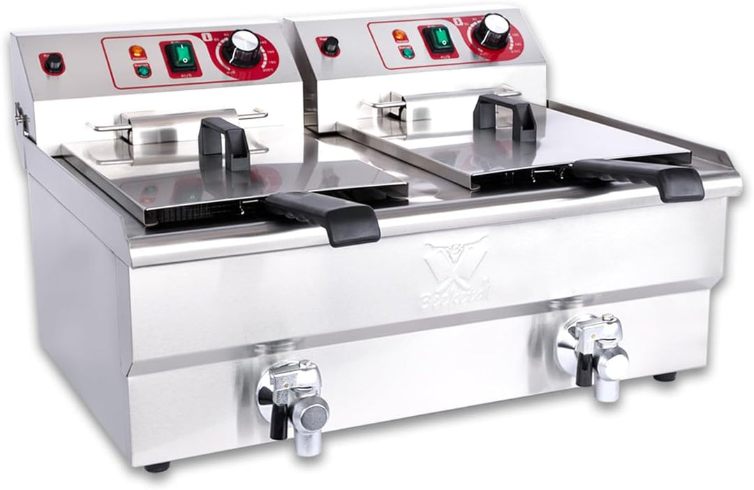 Beeketal 'BWF-132P' Profi Gastronomie Doppel Kaltzonen Fritteuse (2 x 13 Liter Volumen für max. 2 x