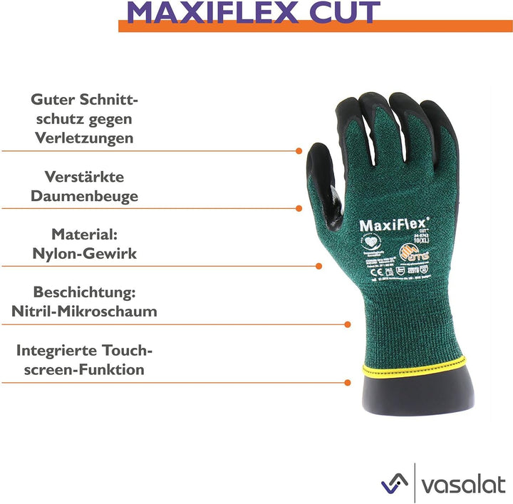 vasalat Schnitt-Schutzhandschuhe ATG MaxiFlex®Cut Arbeitshandschuhe Grösse 10 XL | 5 Paar, 10
