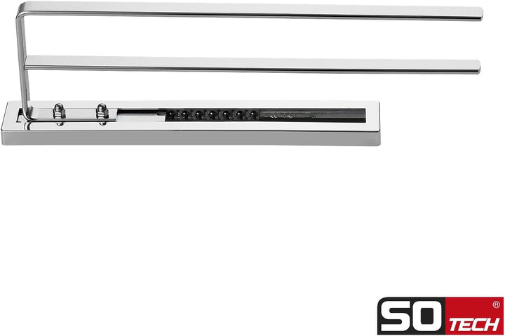 2 Stück SO-TECH® Handtuchauszug Elegance Chrom 2-armig 325 mm eingeschoben, 470 mm ausgezogen Handtu