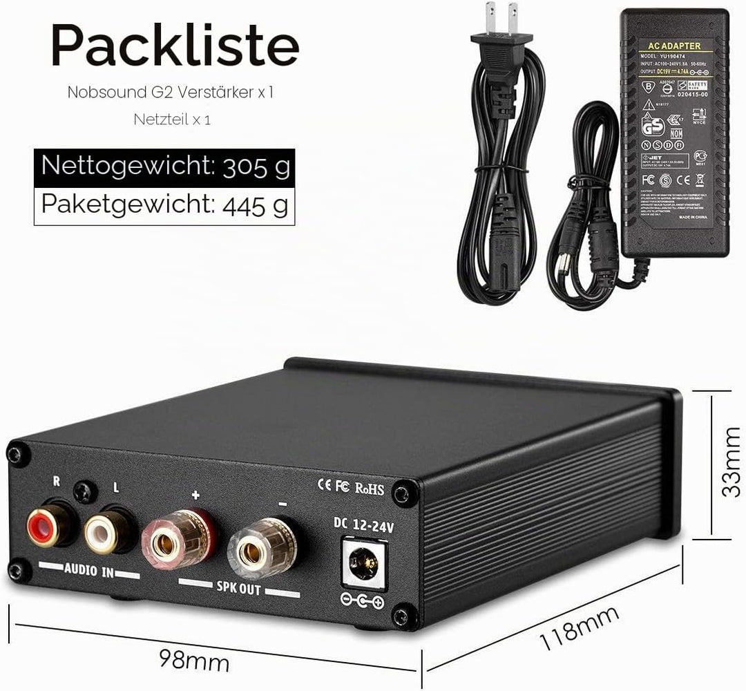 Nobsound G2 Subwoofer-Verstärker, 100 watt Home Sub Bass Power Amplifier, Full Frequency Mono Channe