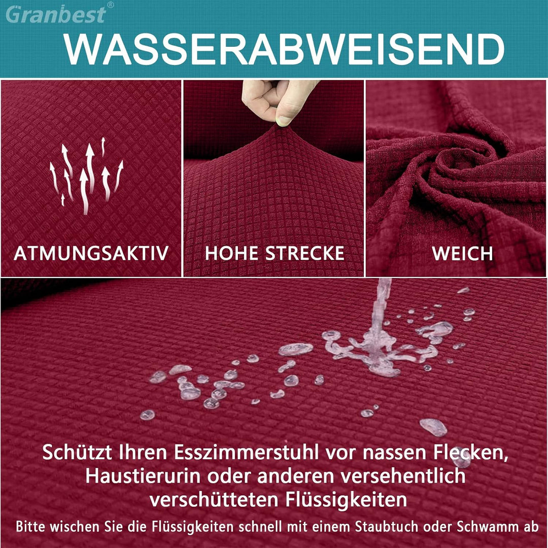 Granbest Premium Wasserdicht Esszimmerstuhl Abdeckungen Satz Von 6, Elastische Hohe Zurück Stuhlhuss