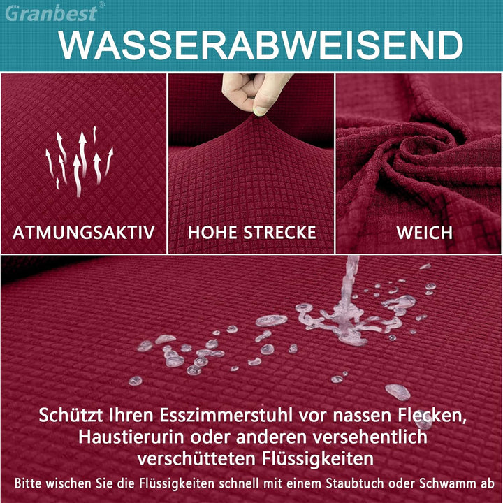 Granbest Premium Wasserdicht Esszimmerstuhl Abdeckungen Satz Von 6, Elastische Hohe Zurück Stuhlhuss