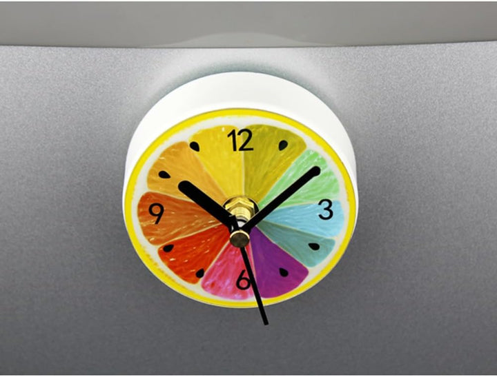 HOMSFOU Magnetische Kühlschrankuhr Zitrone Rund 3.35In Obst Muster Wanduhr Mit 3 Magneten Für Küche