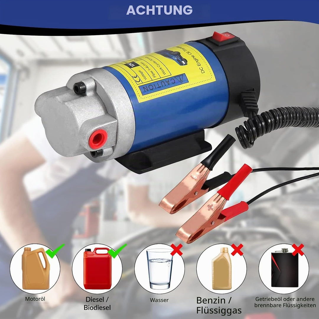 QLOUNI 12V 100W Ölabsaugpumpe Elektrisch Diesel Absaugpumpe 2-3L/min Ölwechselpumpe für Motorölwechs