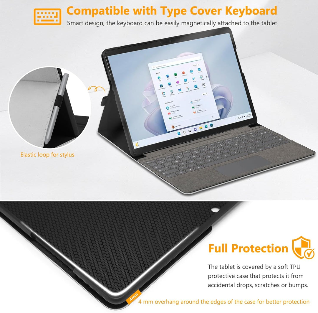 HYZUO Hülle Abdeckung Schutzhülle für 13 Zoll Surface Pro 9 5G 2022 Tragbar Folio Ständer mit Stylus