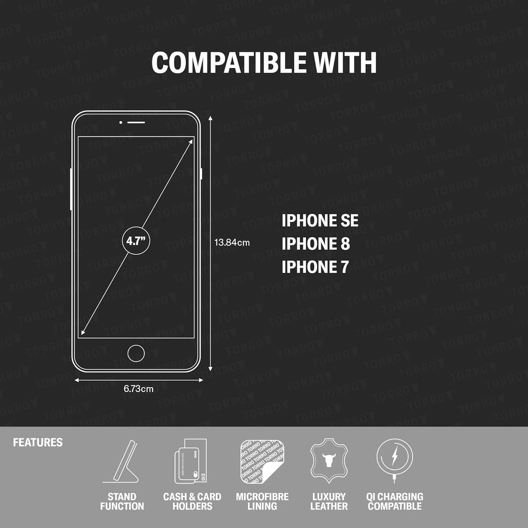 TORRO Hülle kompatibel mit iPhone SE 2022/2020 und iPhone 7/8 – Premium Leder Hülle mit Standfunktio