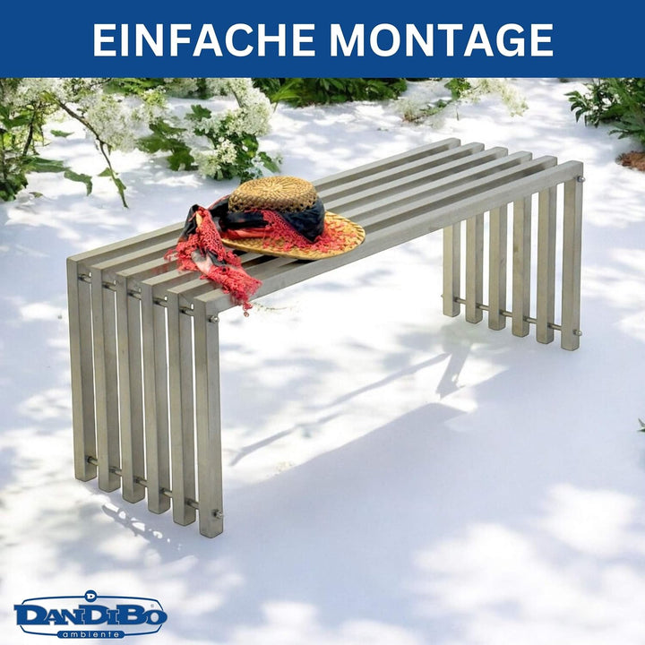 DanDiBo Gartenbank Wetterfest Metall Edelstahl Massiv 115 cm Sitzbank Outdoor Garten 96607 Parkbank