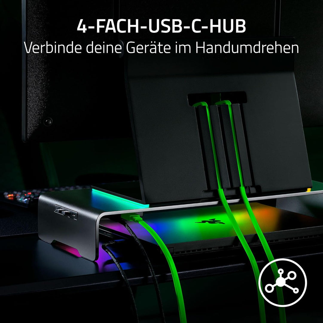 Razer Monitor Stand Chroma - Aluminium Monitor Ständer mit 4-fach-USB-C Hub mit Chroma RGB (50cm x 2
