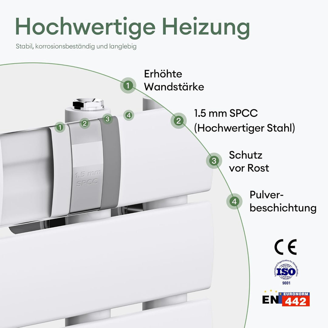 Mai &amp; Mai Badheizkörper Badheizung Heizkörper Bad 159x60 cm in Weiss | Handtuchheizkörper Seitenansc
