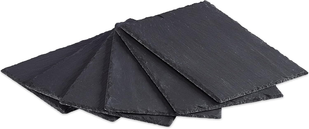 Relaxdays, 30x20 cm, anthrazit Schieferplatte im 6er Set, grosse Servierplatten aus Schiefer, zum Se