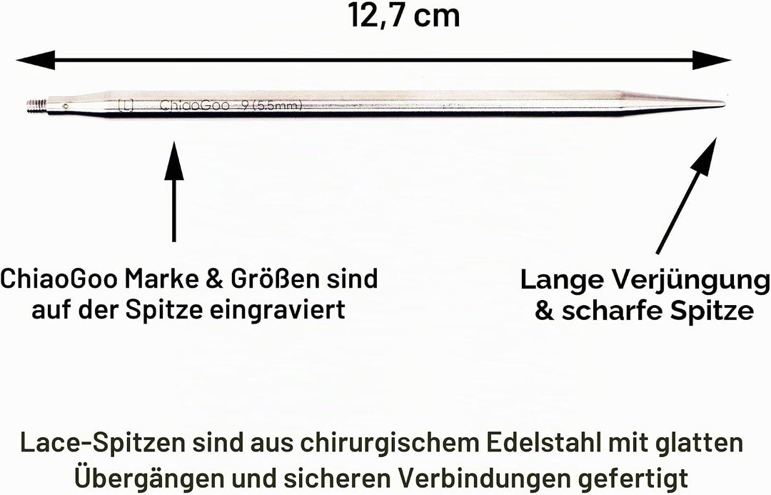 ChiaoGoo Stricknadeln, austauschbare rote Spitze, klein, 12,7 cm, mit 1 Artsiga Craft-Projekttasche