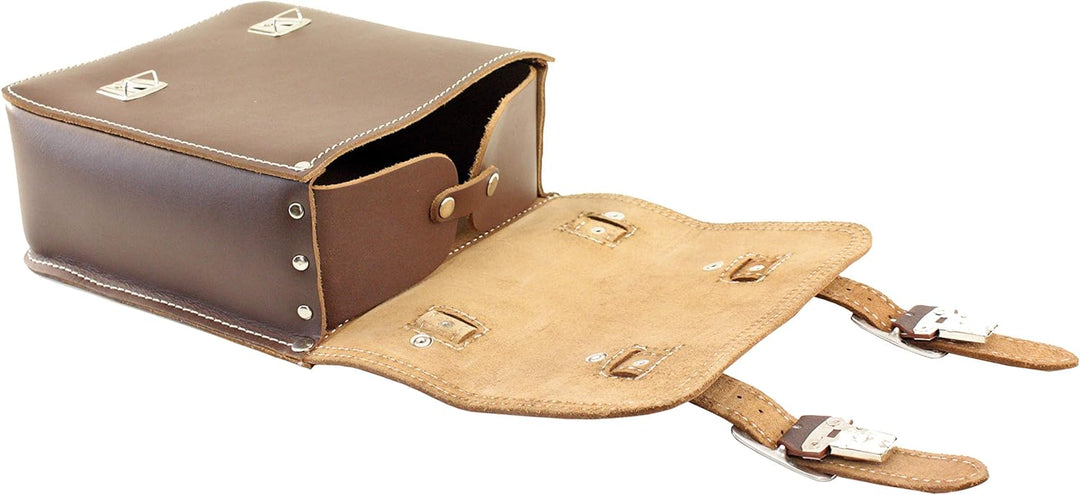 made4bikers Kleine Leder-Hecktasche mit Schnellverschluss-Gepäckträgertasche, braun, passend für Sim