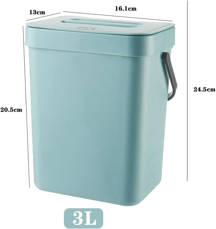 Küchenmülleimer - Kleiner 3L Bio Mülleimer mit Deckel - Geruchshemmend - Arbeitsplatte zum Aufhängen