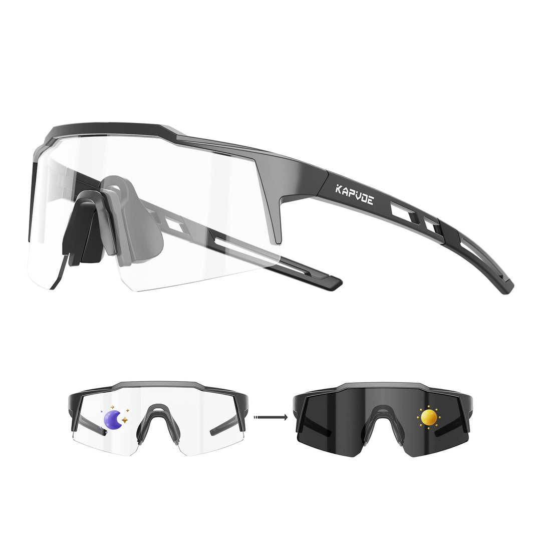 KAPVOE Kinder Fahrradbrille selbsttönend UV400, leichte Sportsonnenbrille mit photochromatischen Glä