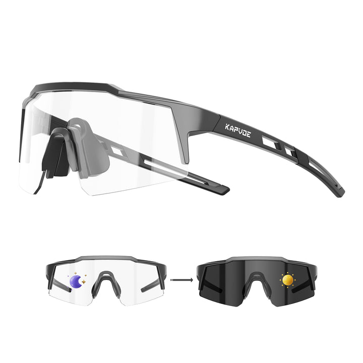 KAPVOE Kinder Fahrradbrille selbsttönend UV400, leichte Sportsonnenbrille mit photochromatischen Glä