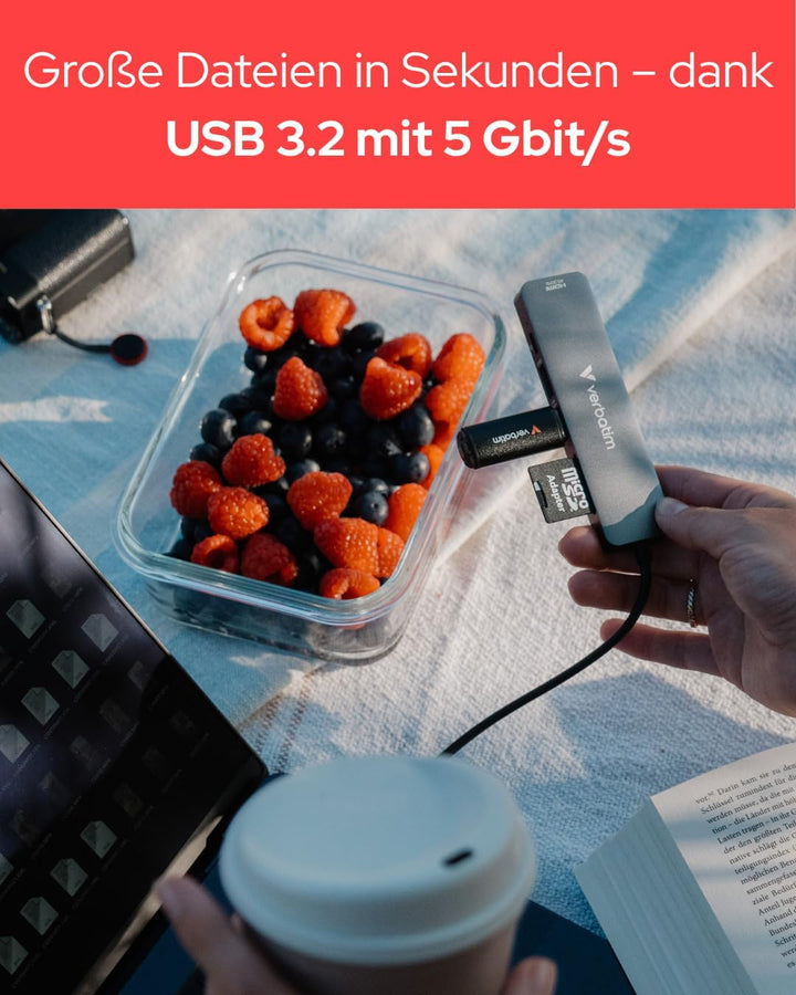 Verbatim USB-C Essentials Multiport Hub 6 Aschnlüsse mit Kartenleser 6 Anschlüsse, 6 Anschlüsse