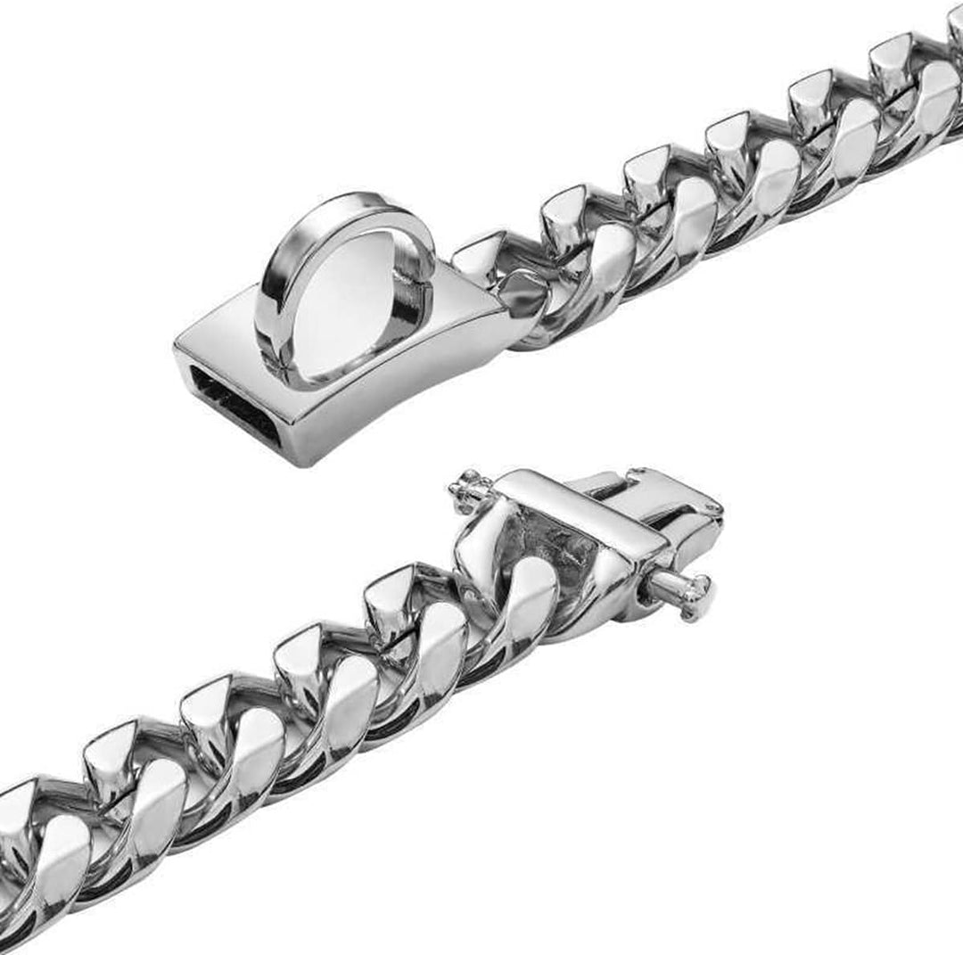 YOTHIWAD Hundehalsband aus Metall mit Sicherer Schnalle,Ketten Halsband Hund, Kubanische Gliederkett