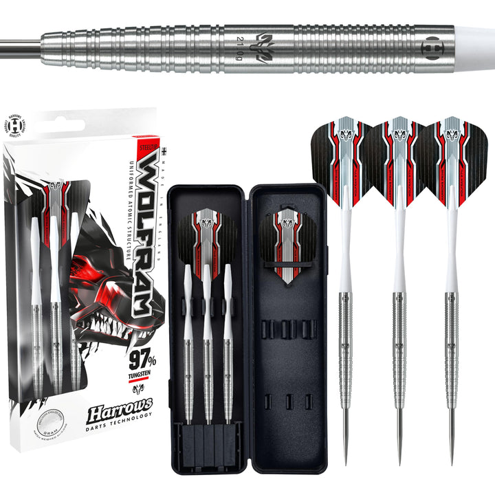 Harrows Wolfram 97% Tungsten Stahlspitzen Dart Set 21g, 22g, 23g, 24g, 25g & 26g - Inklusive Speedli